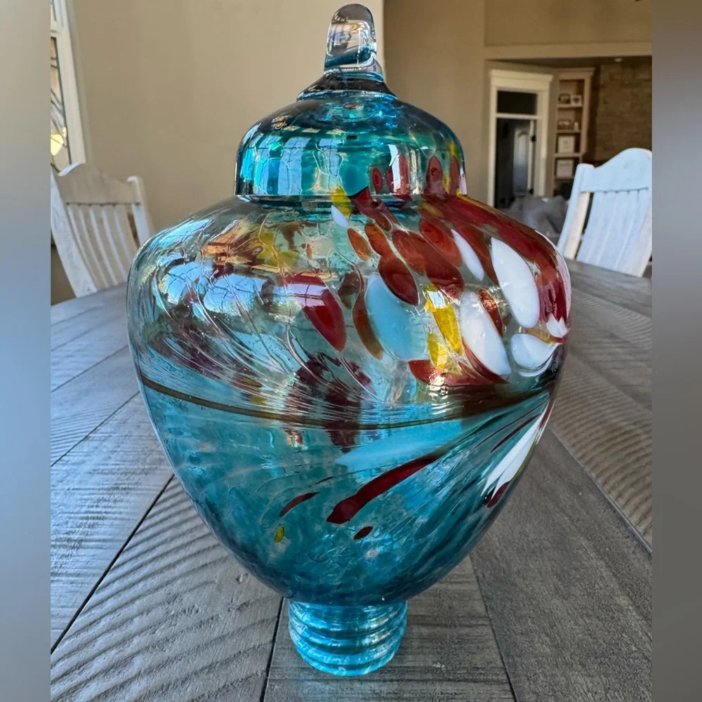 Handcrafted Hummingbird Feeder with Perch - Hand Blown Glass